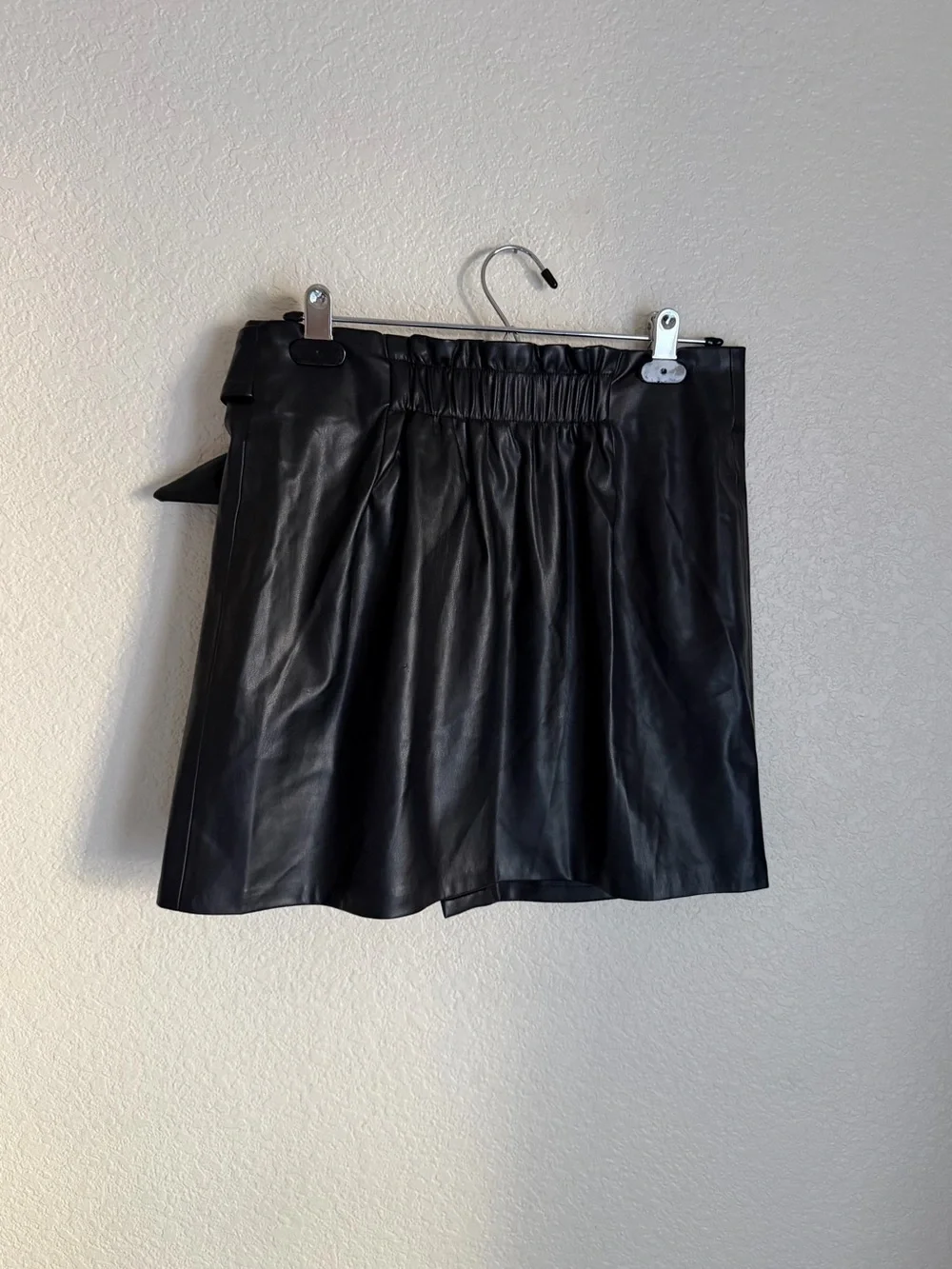 Jason Wu Faux Leather Wrap Mini Skirt M Black